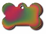 Engraved ID Tag:  Large Bone Shape Iridescent (Rainbow)